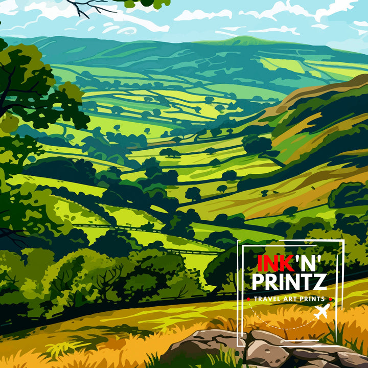 Peak District Travel Poster Peak District Wall Art Peak District Home Decor Peak District Illustration Peak District UK Travel Poster Gift