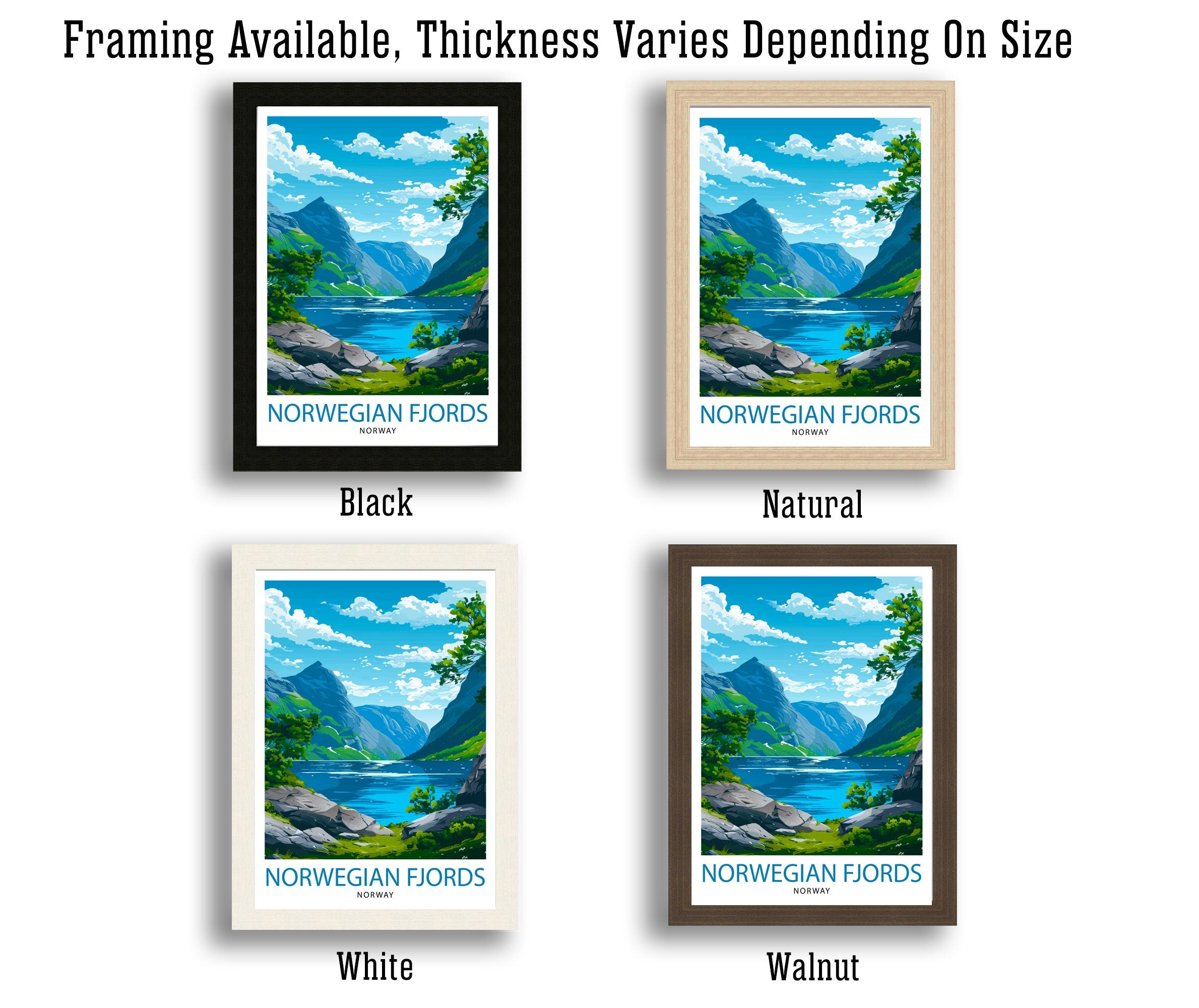 Norwegian Fjords Print Majestic Norway Landscape Art Scenic Fjord Poster Nordic Nature Wall Decor Norway Travel Illustration Beautiful