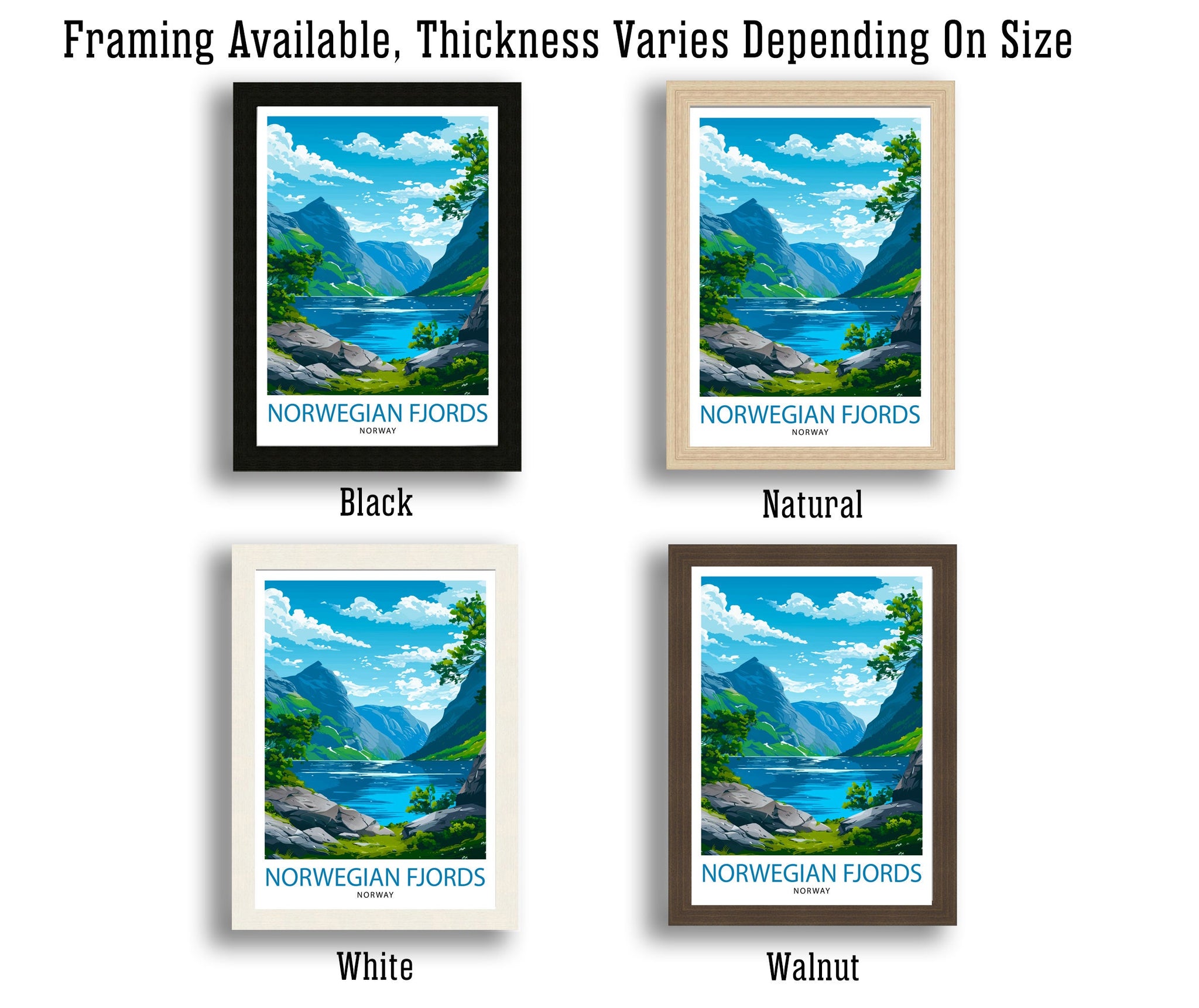 Norwegian Fjords Print Majestic Norway Landscape Art Scenic Fjord Poster Nordic Nature Wall Decor Norway Travel Illustration Beautiful