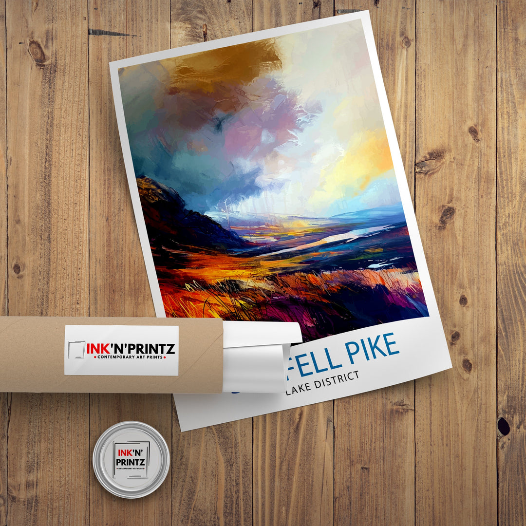 Scafell Pike Travel Poster Lake District Wall Art Scafell Pike Illustration England Travel Poster Gift for Hikers Mountain