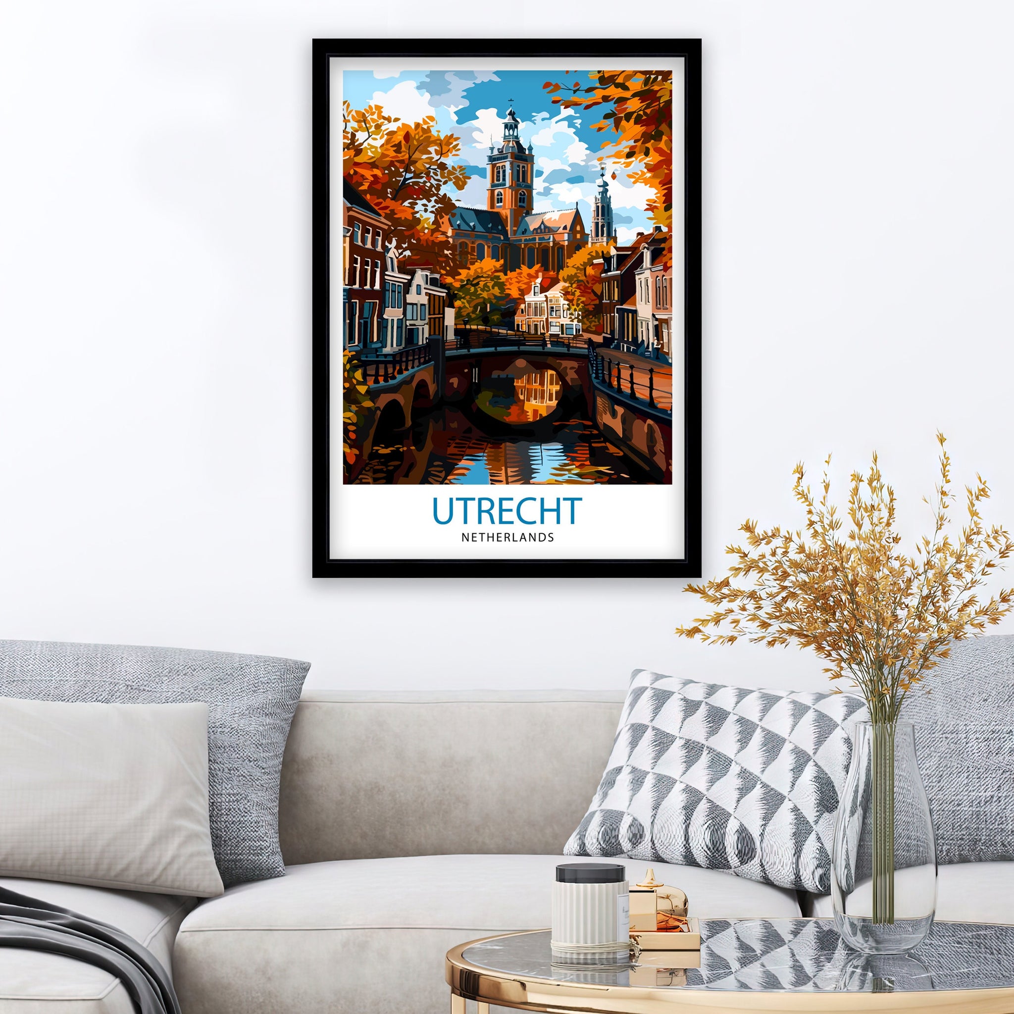 Utrecht Netherlands Travel Print Utrecht Wall Decor Utrecht Home Living Decor Utrecht Illustration Travel Poster Gift for Netherlands