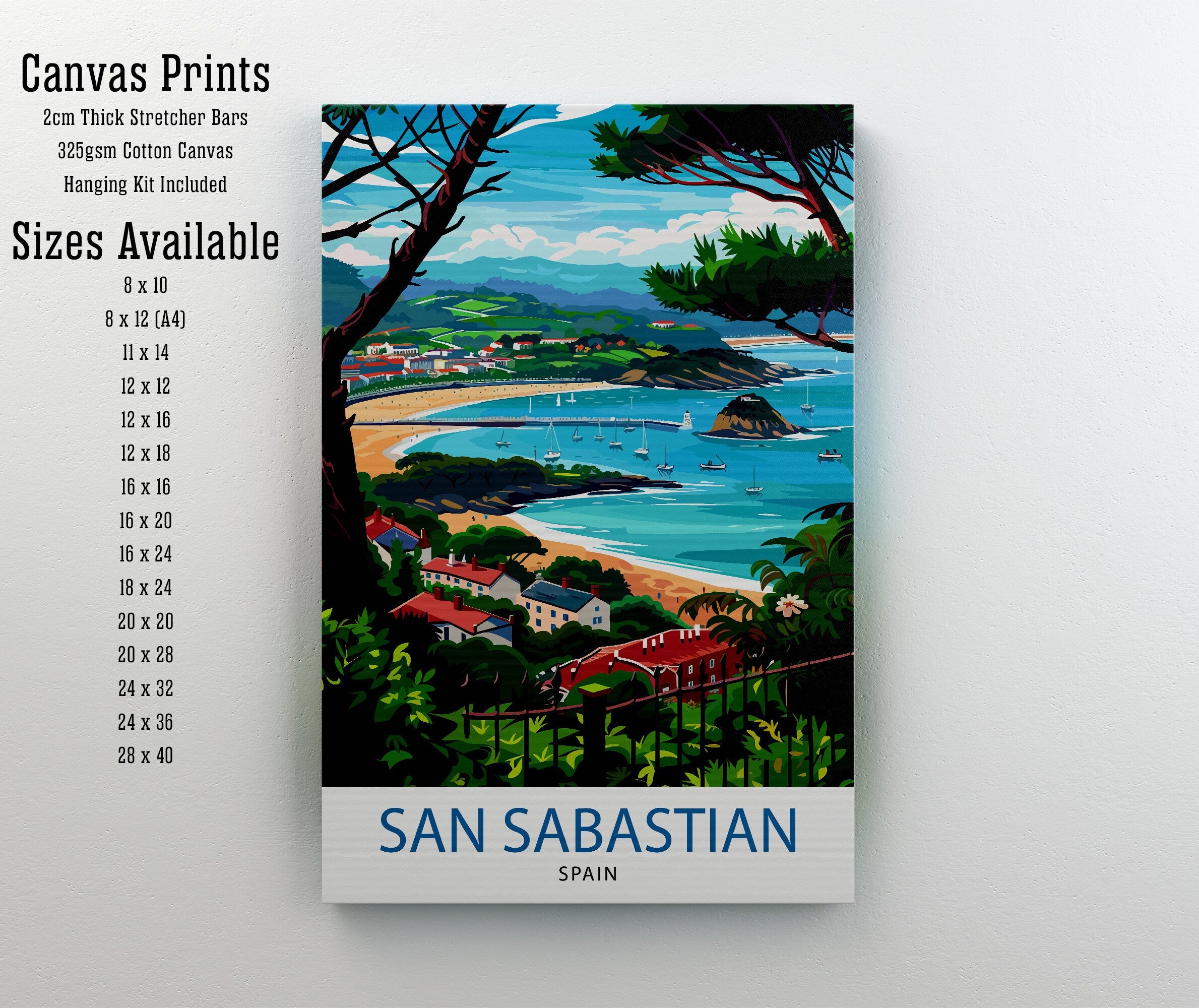San Sebastian Travel Print San Sebastian Wall Art San Sebastian Spain Illustration Travel Poster Gift for San Sebastian Spain Home Decor