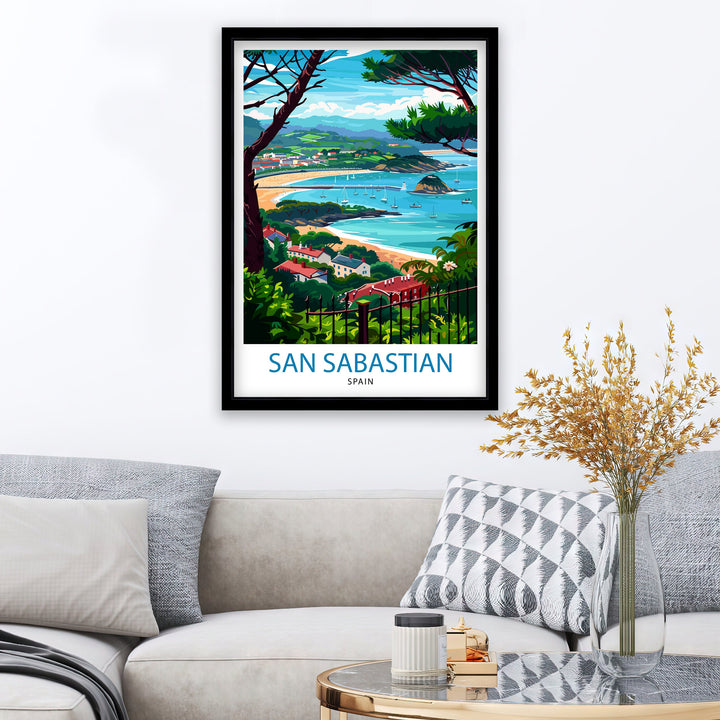 San Sebastian Travel Poster San Sebastian Wall Art San Sebastian Spain Illustration Travel Poster Gift for San Sebastian Spain Home Decor