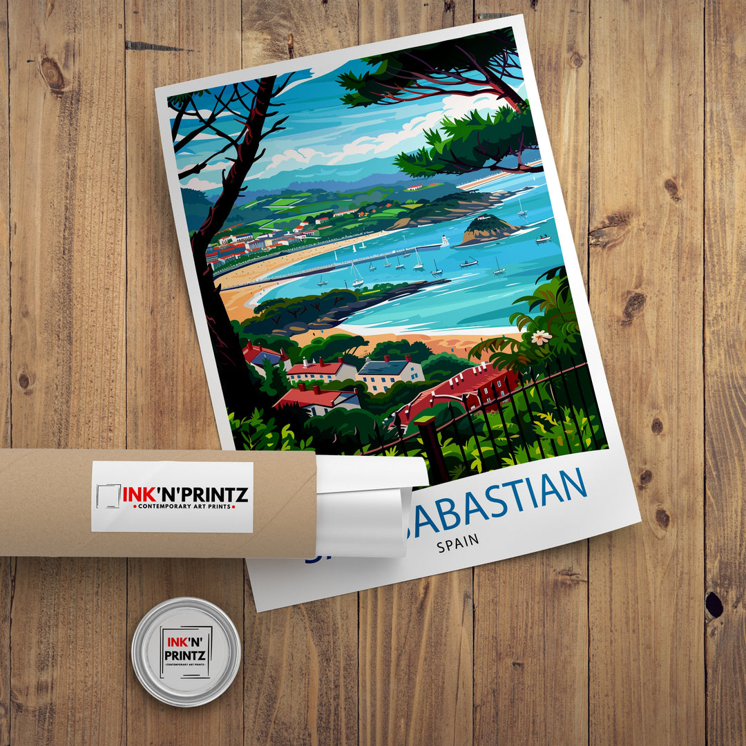 San Sebastian Travel Poster San Sebastian Wall Art San Sebastian Spain Illustration Travel Poster Gift for San Sebastian Spain Home Decor