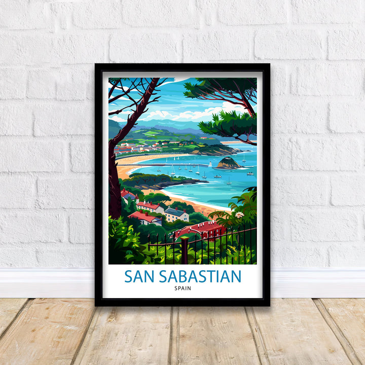 San Sebastian Travel Poster San Sebastian Wall Art San Sebastian Spain Illustration Travel Poster Gift for San Sebastian Spain Home Decor