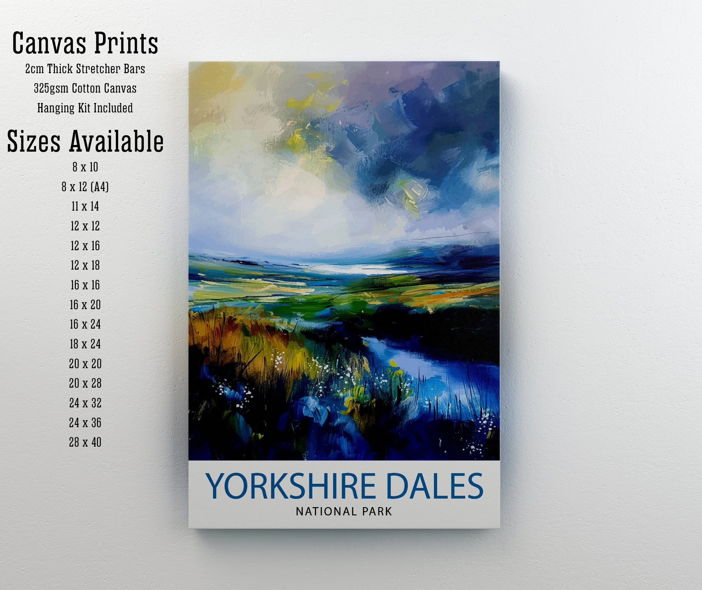 Yorkshire Dales Travel Print Wall Art, Home Decor Yorkshire Dales Illustration Travel Poster Gift For UK Travelers England Home Decor