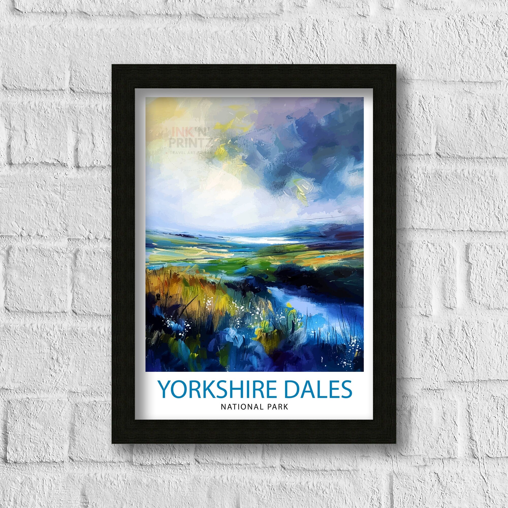 Yorkshire Dales Travel Print Wall Art, Home Decor Yorkshire Dales Illustration Travel Poster Gift For UK Travelers England Home Decor