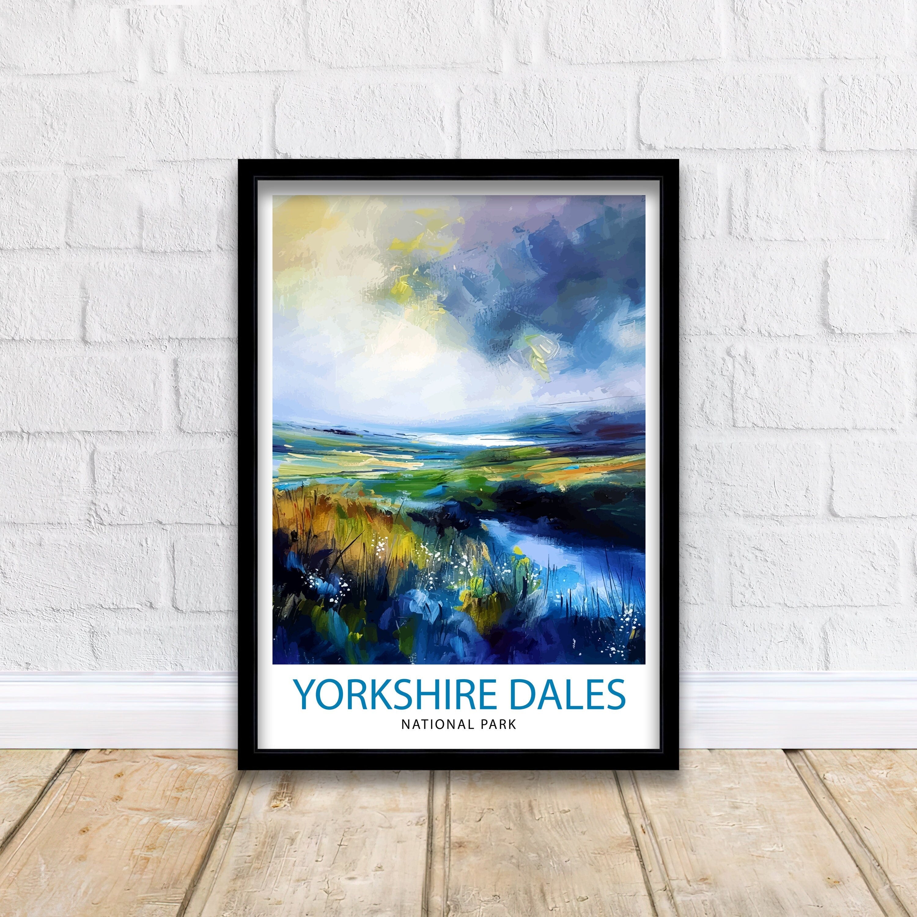 Yorkshire Dales Travel Print Wall Art, Home Decor Yorkshire Dales Illustration Travel Poster Gift For UK Travelers England Home Decor