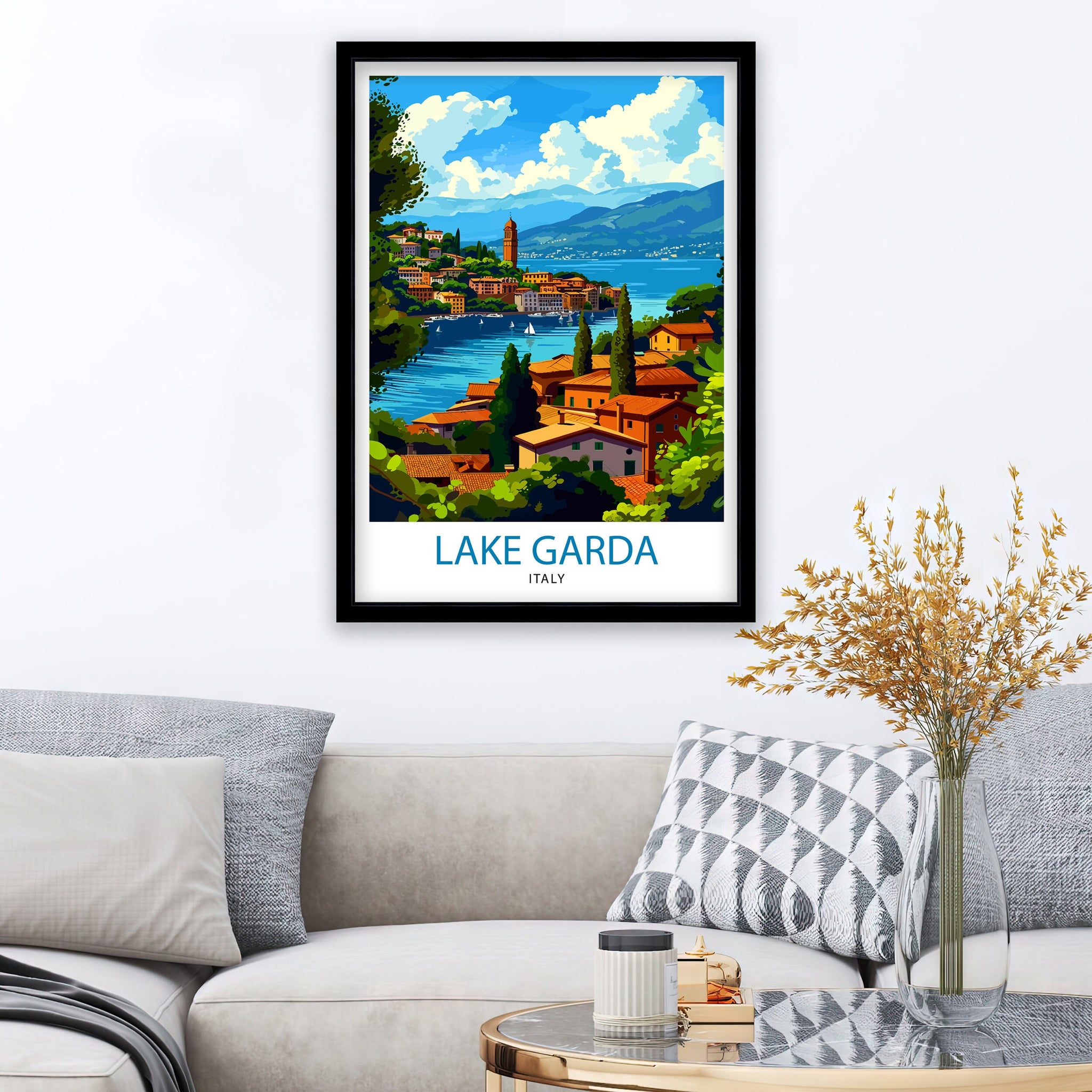 Lake Garda Italy Travel Print Lake Garda Wall Art Italy Travel Poster Lake Garda Home Decor Italy Illustration Gift for Italy Lovers