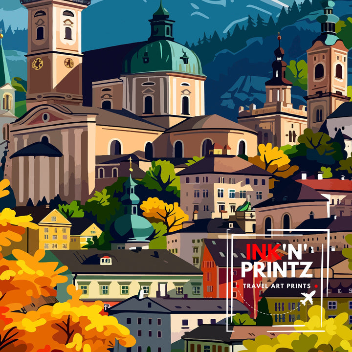 Salzburg Austria Travel Poster Salzburg