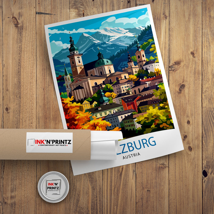 Salzburg Austria Travel Poster Salzburg