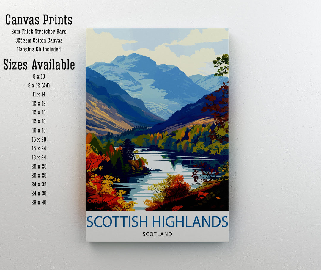 Scottish Highlands Poster Majestic Mountains Art Scotland Landscape Poster Wild Nature