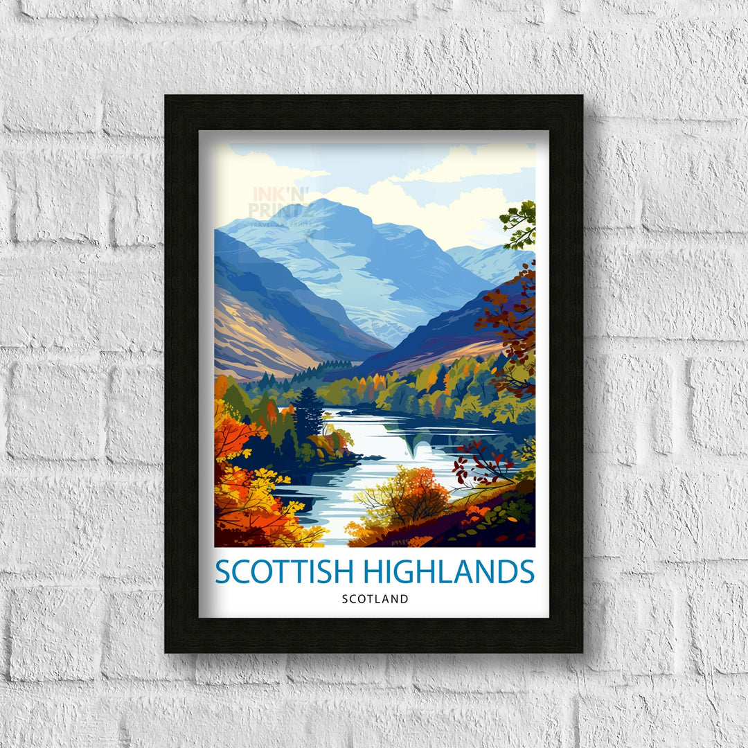 Scottish Highlands Poster Majestic Mountains Art Scotland Landscape Poster Wild Nature