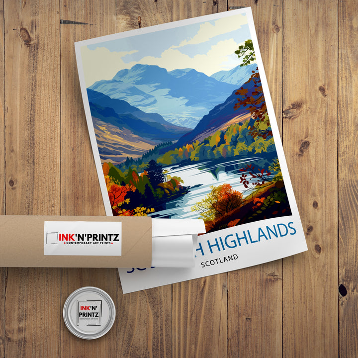 Scottish Highlands Poster Majestic Mountains Art Scotland Landscape Poster Wild Nature