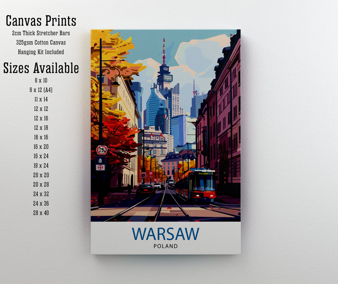 Warsaw Poland Travel Poster Historic City Art Vistula River View Poster Polish Capital