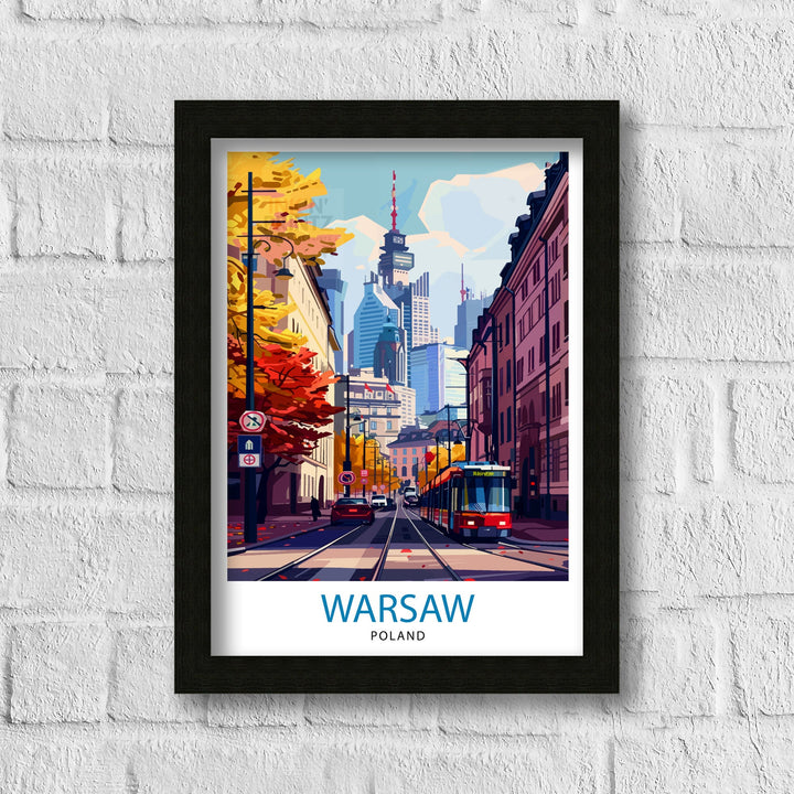 Warsaw Poland Travel Poster Historic City Art Vistula River View Poster Polish Capital