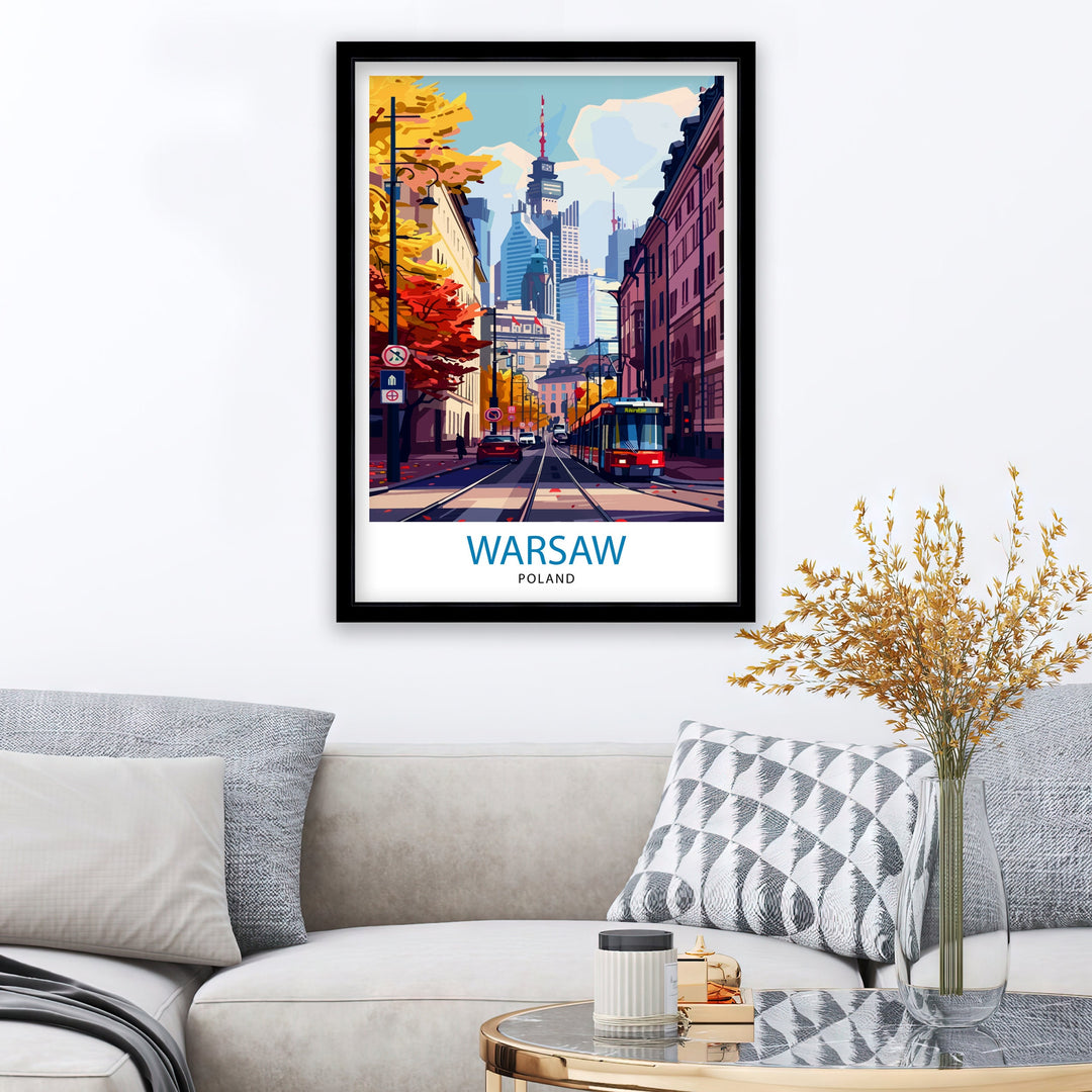 Warsaw Poland Travel Poster Historic City Art Vistula River View Poster Polish Capital