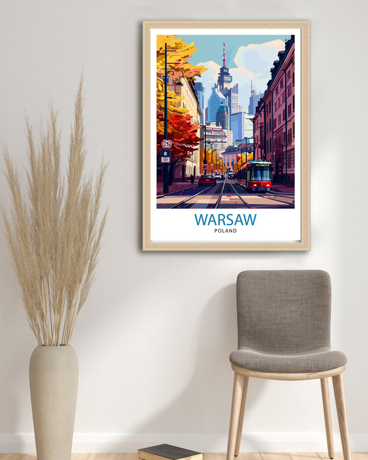 Warsaw Poland Travel Poster Historic City Art Vistula River View Poster Polish Capital