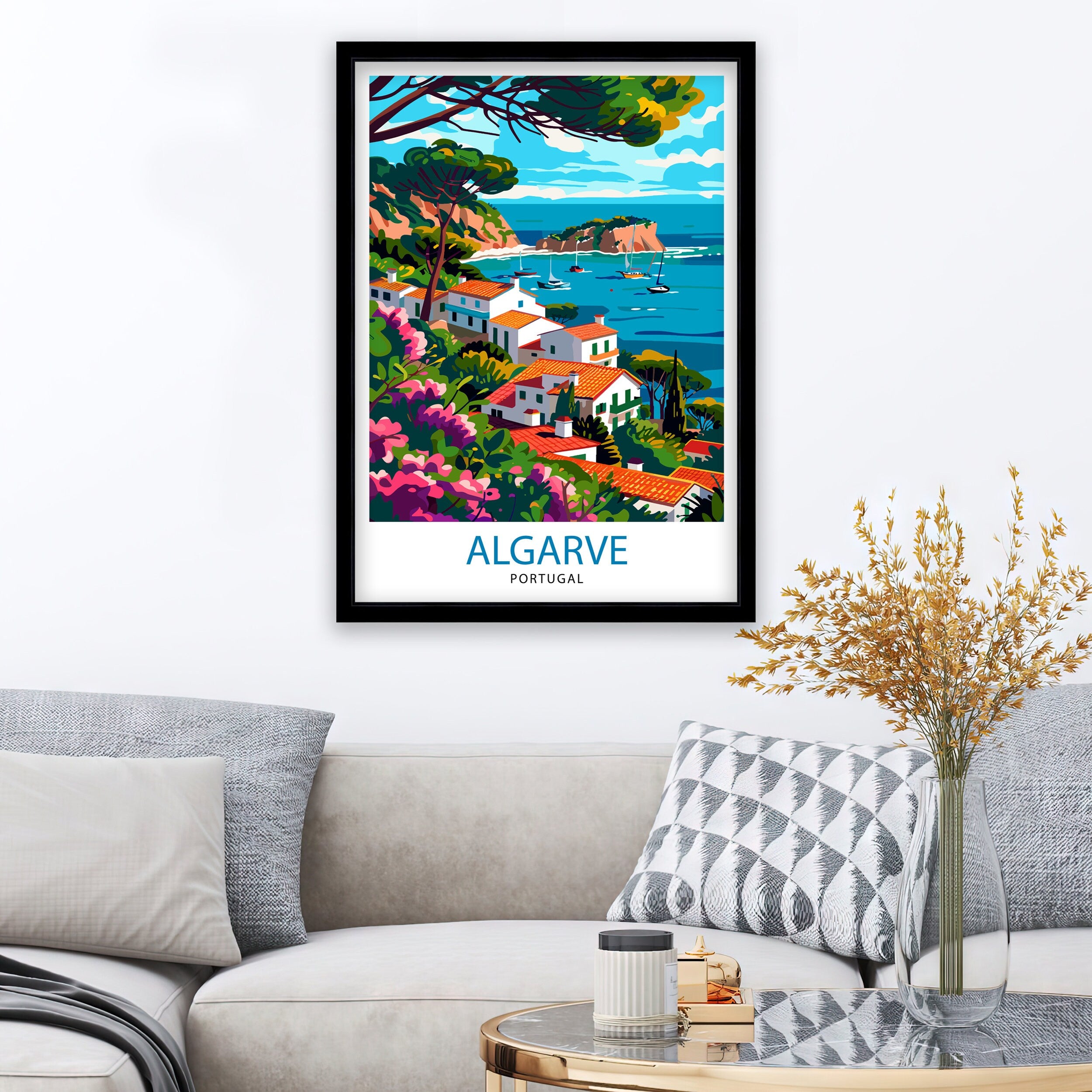 Algarve Portugal Travel Print Algarve Wall Decor Algarve Poster Portugal Travel Prints Algarve Art Print Algarve Illustration Algarve Wall