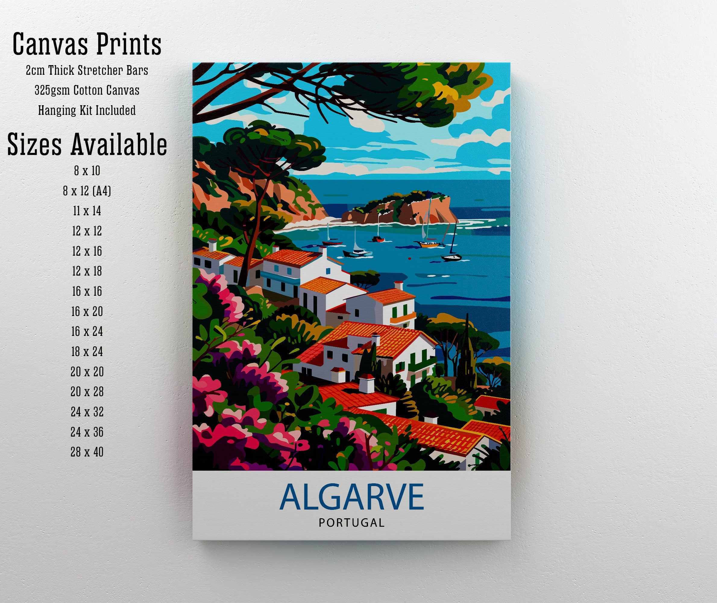 Algarve Portugal Travel Print Algarve Wall Decor Algarve Poster Portugal Travel Prints Algarve Art Print Algarve Illustration Algarve Wall