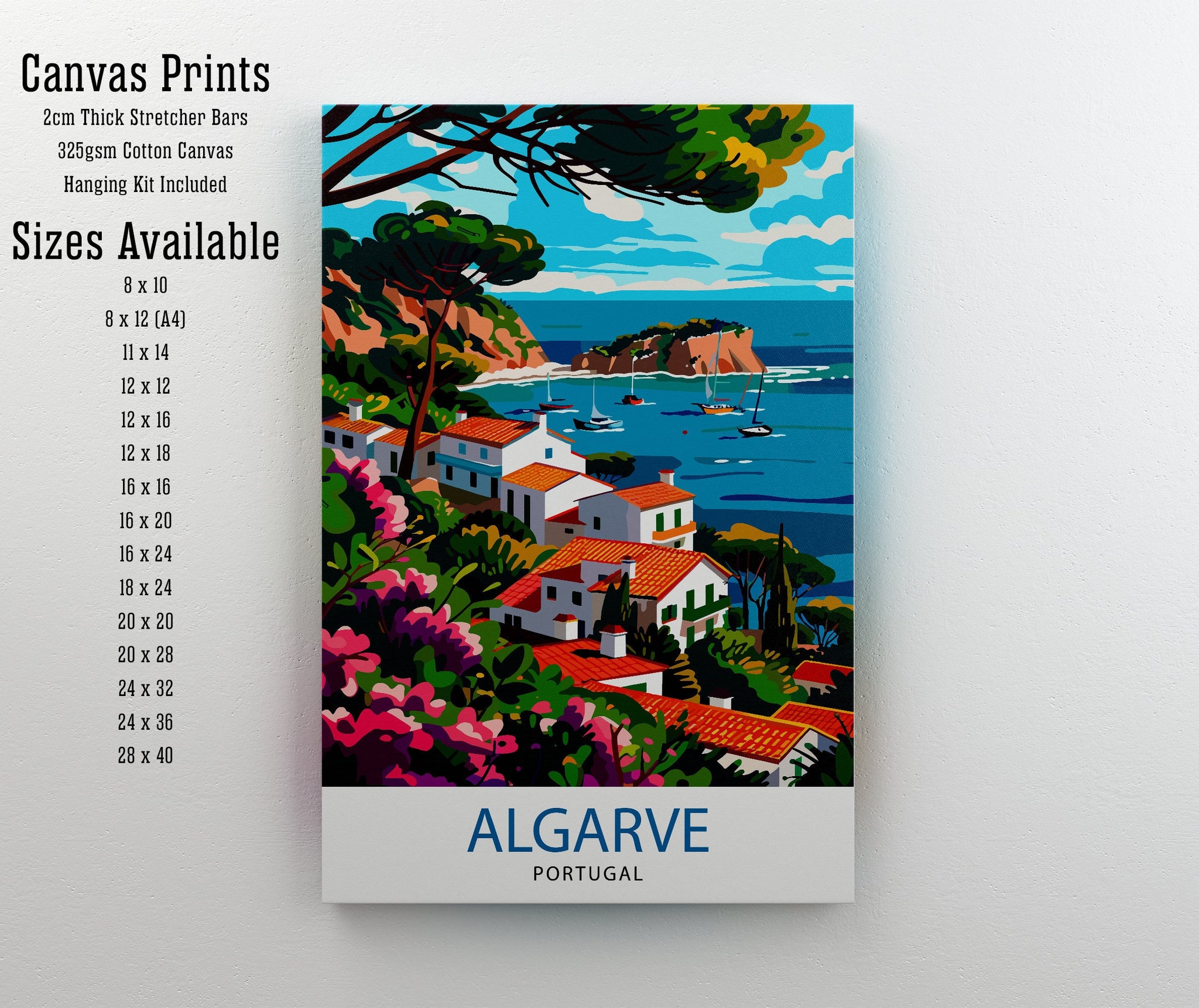 Algarve Portugal Travel Print Algarve Wall Decor Algarve Poster Portugal Travel Prints Algarve Art Print Algarve Illustration Algarve Wall