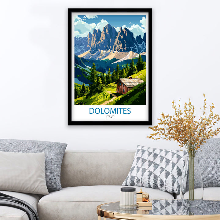 Dolomites Italy Travel Poster Dolomites Wall Art Dolomites Home Decor Italy Illustration Travel Poster Gift For Italy Lovers