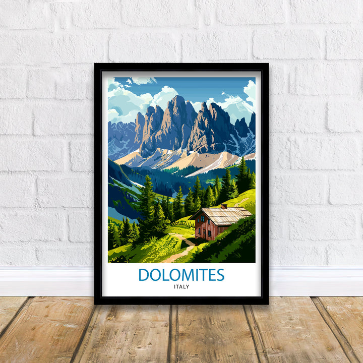 Dolomites Italy Travel Poster Dolomites Wall Art Dolomites Home Decor Italy Illustration Travel Poster Gift For Italy Lovers