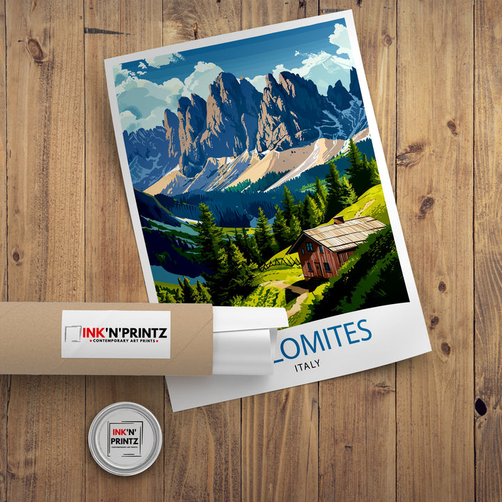 Dolomites Italy Travel Poster Dolomites Wall Art Dolomites Home Decor Italy Illustration Travel Poster Gift For Italy Lovers