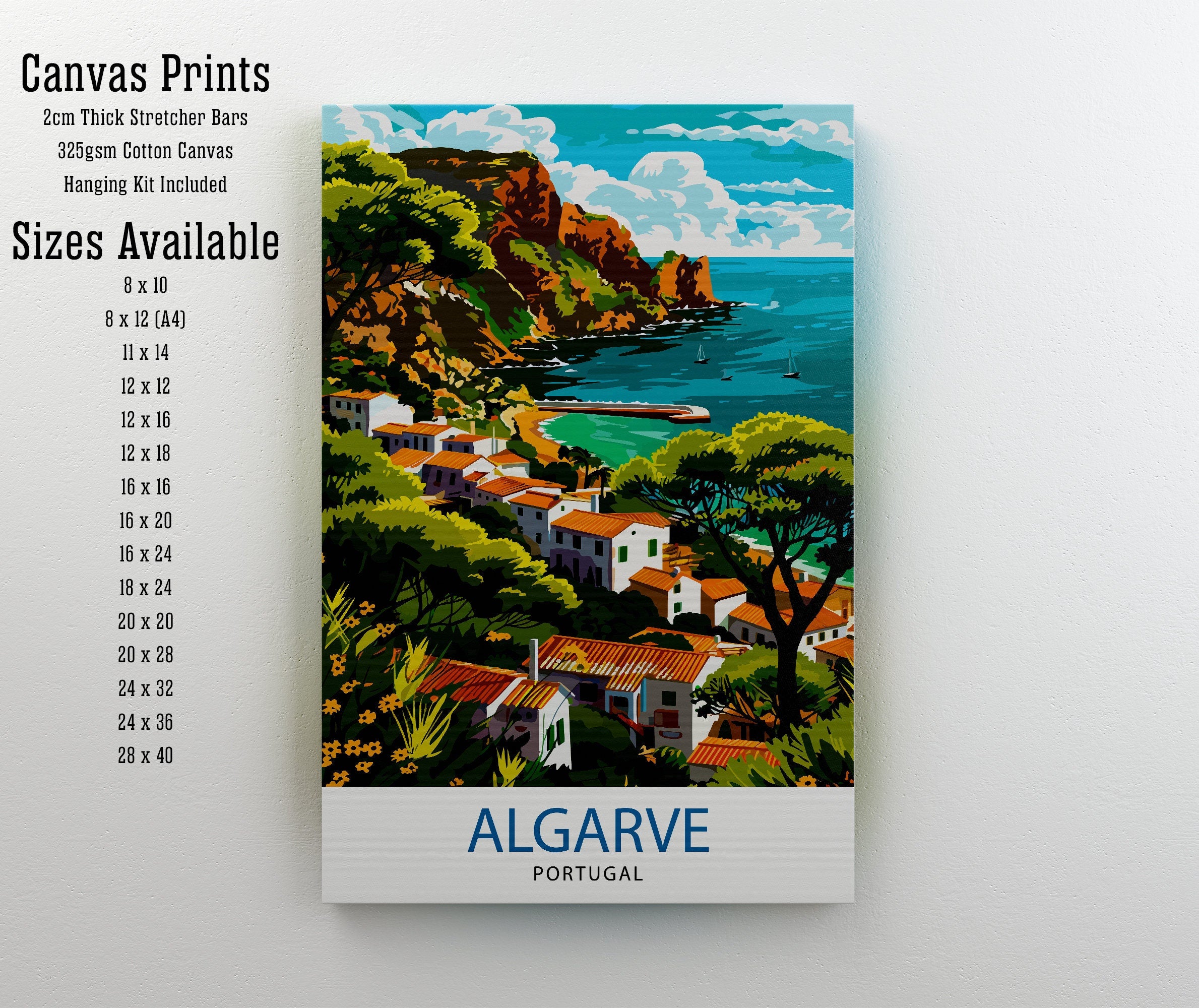 Algarve Portugal Travel Print Algarve Wall Decor Algarve Poster Portugal Travel Prints Algarve Art Print Algarve Illustration Algarve Wall