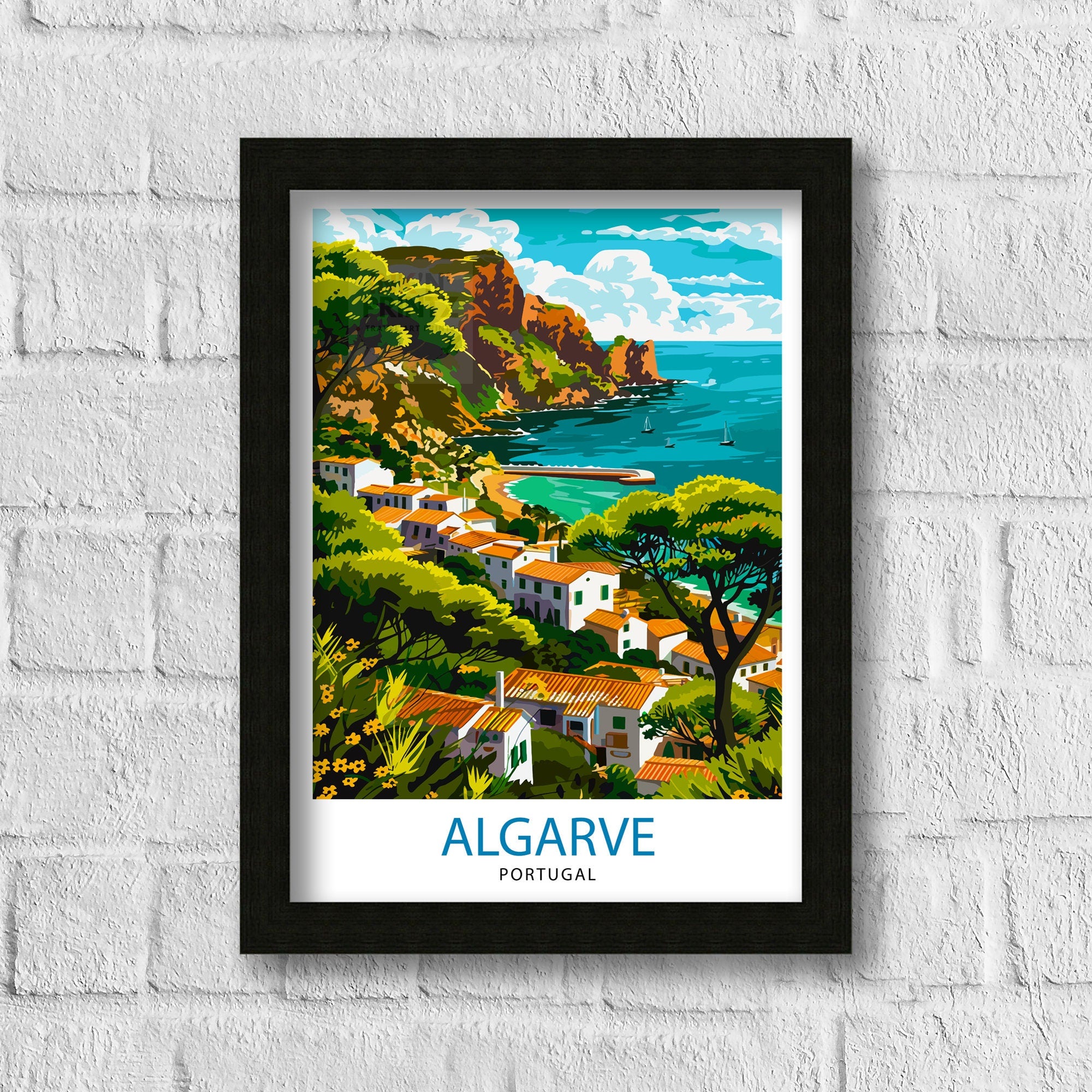 Algarve Portugal Travel Print Algarve Wall Decor Algarve Poster Portugal Travel Prints Algarve Art Print Algarve Illustration Algarve Wall