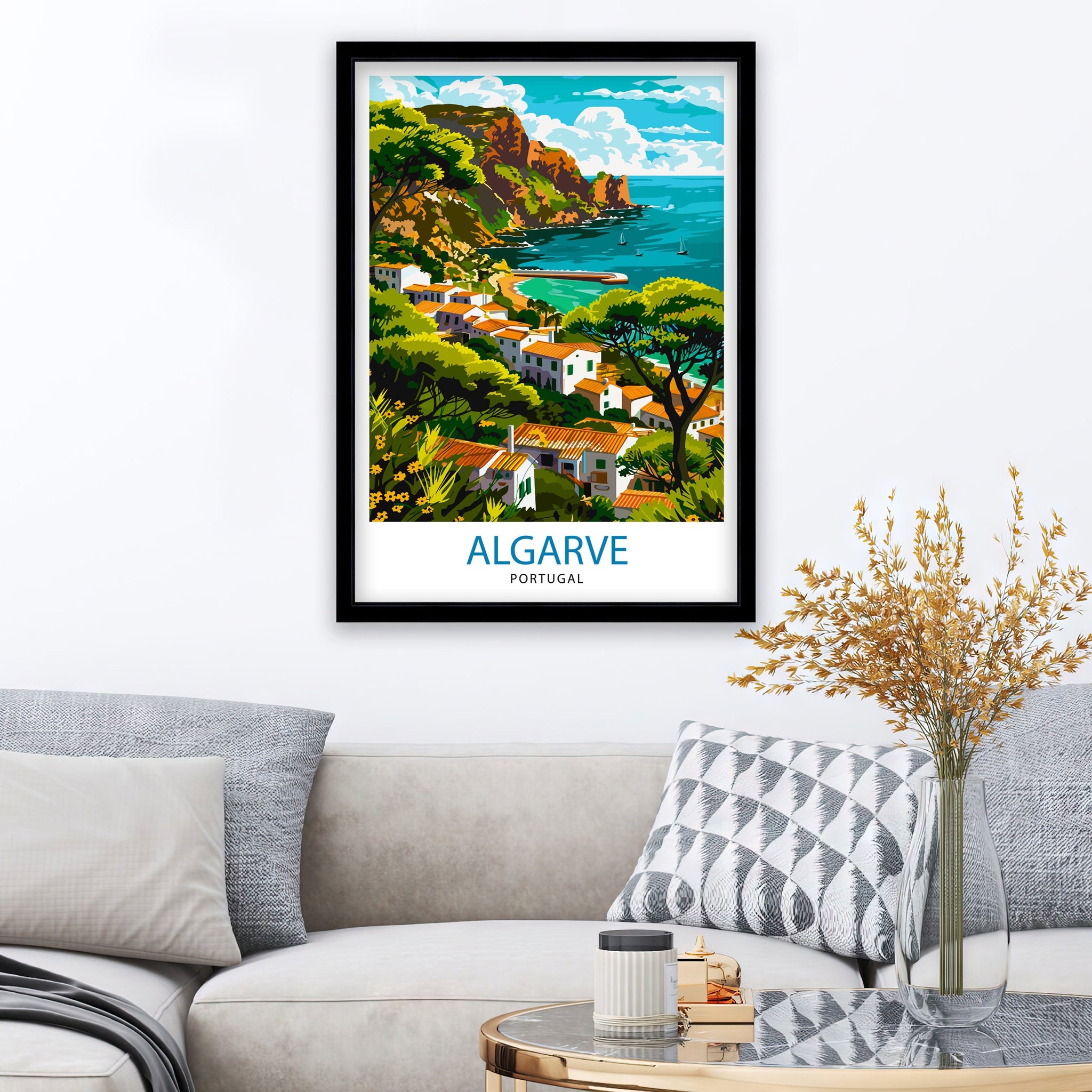 Algarve Portugal Travel Print Algarve Wall Decor Algarve Poster Portugal Travel Prints Algarve Art Print Algarve Illustration Algarve Wall