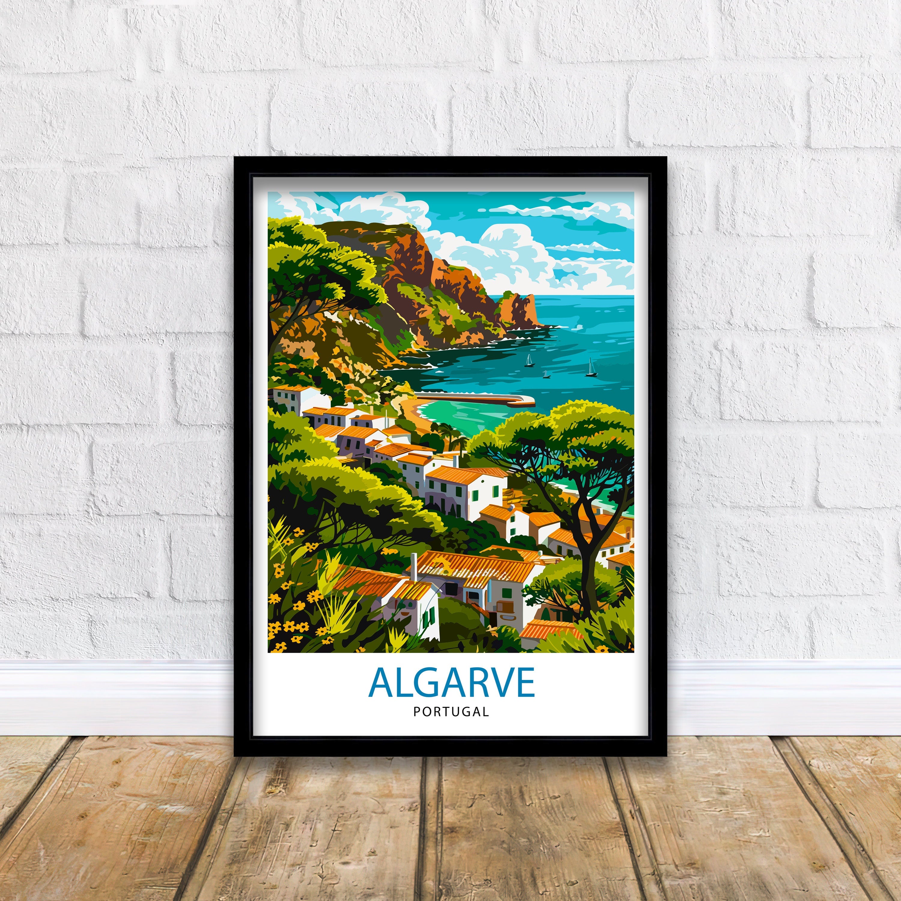 Algarve Portugal Travel Print Algarve Wall Decor Algarve Poster Portugal Travel Prints Algarve Art Print Algarve Illustration Algarve Wall