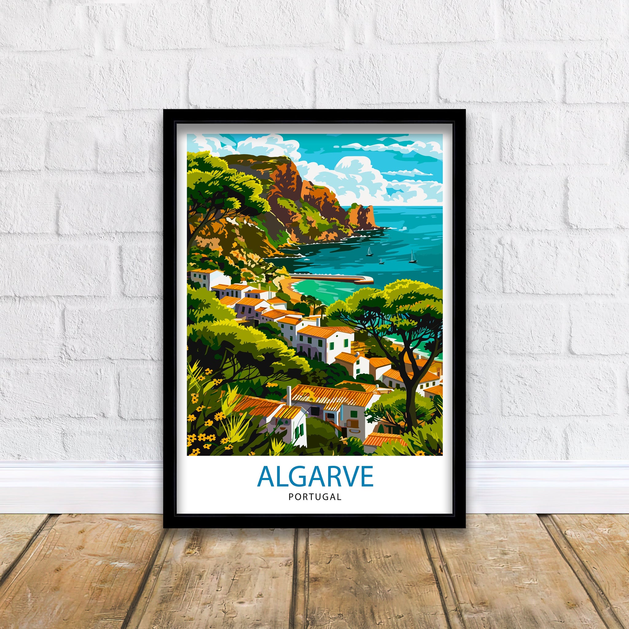 Algarve Portugal Travel Print Algarve Wall Decor Algarve Poster Portugal Travel Prints Algarve Art Print Algarve Illustration Algarve Wall