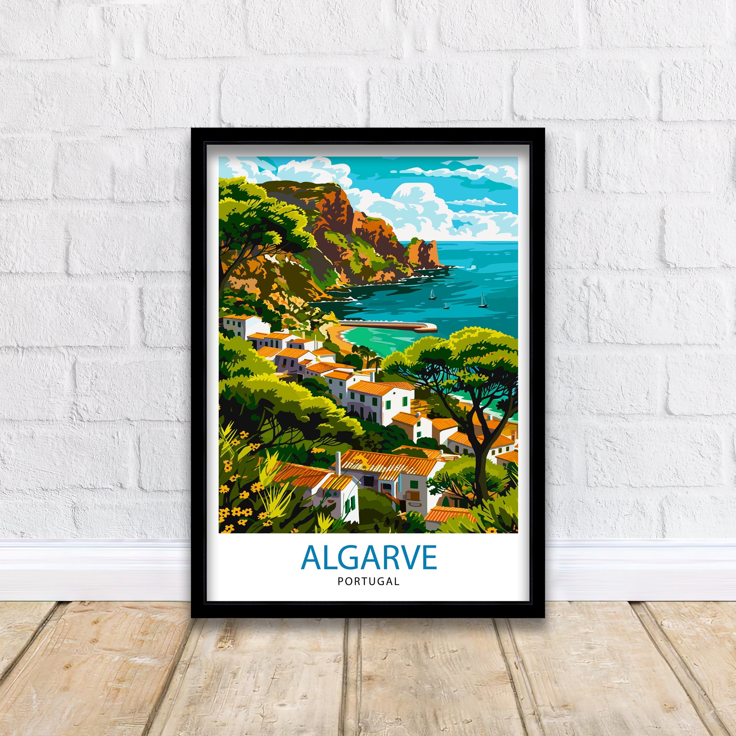 Algarve Portugal Travel Print Algarve Wall Decor Algarve Poster Portugal Travel Prints Algarve Art Print Algarve Illustration Algarve Wall