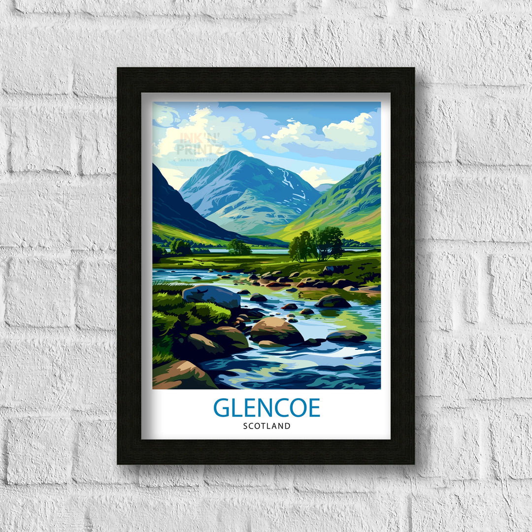 Glencoe Scotland Travel Poster Wall Art Glencoe Wall Hanging Home Décor Glencoe Gift Art Lovers Scotland Art Lover Gift Poster Art