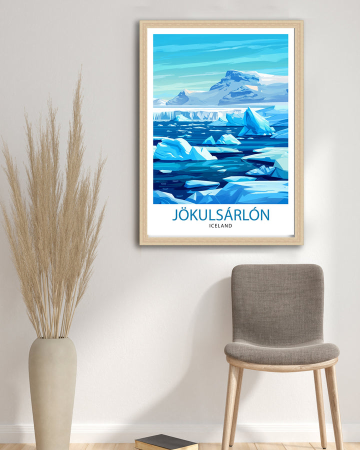 Jökulsárlón Iceland Travel Poster Wall Art Jökulsárlón Wall Hanging Home Décor Jökulsárlón Gift Art Lovers Iceland Art Lover Gift Poster Art