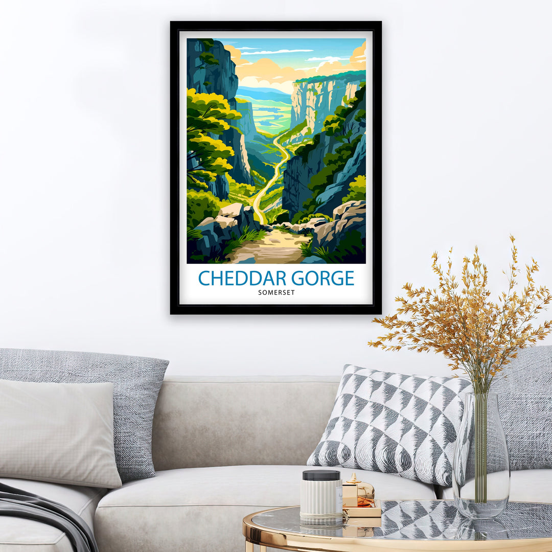 Cheddar Gorge Somerset Travel Poster Wall Art Cheddar Gorge Wall Hanging Home Décor Cheddar Gorge Gift Art Lovers Somerset Art Lover Gift