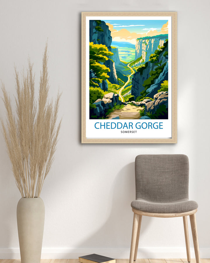 Cheddar Gorge Somerset Travel Poster Wall Art Cheddar Gorge Wall Hanging Home Décor Cheddar Gorge Gift Art Lovers Somerset Art Lover Gift