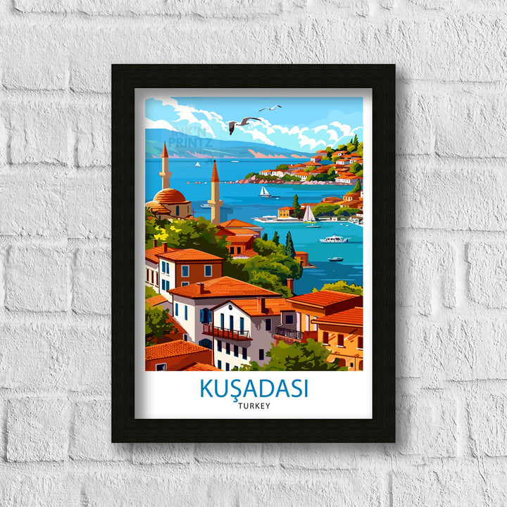 Kuşadası Turkey Travel Poster Wall Art Kuşadası Wall Hanging Home Décor Kuşadası Gift Art Lovers Turkey Art Lover Gift Poster Art