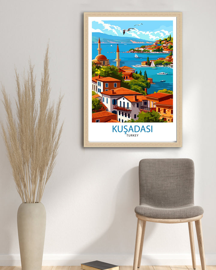 Kuşadası Turkey Travel Poster Wall Art Kuşadası Wall Hanging Home Décor Kuşadası Gift Art Lovers Turkey Art Lover Gift Poster Art