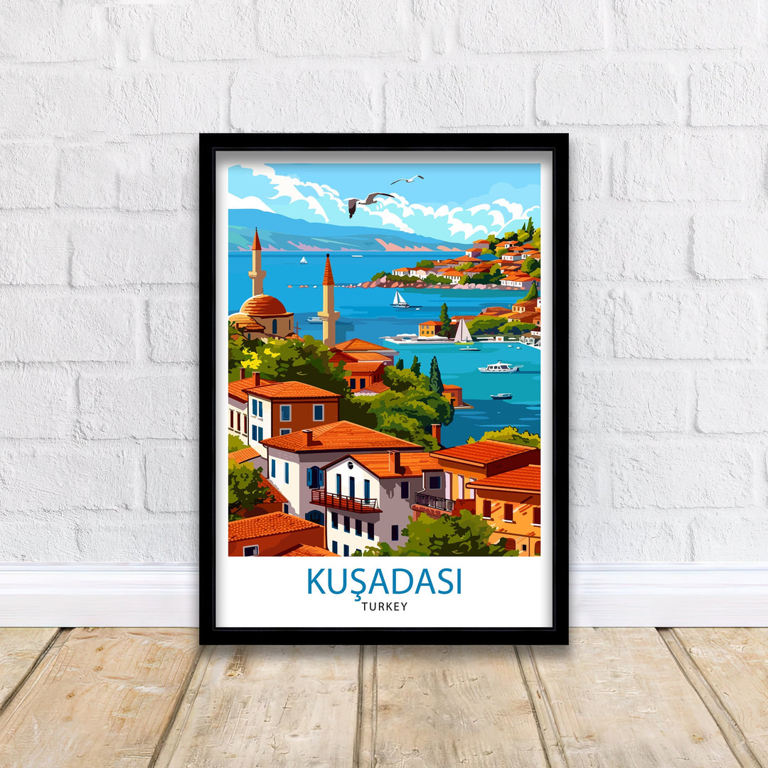 Kuşadası Turkey Travel Poster Wall Art Kuşadası Wall Hanging Home Décor Kuşadası Gift Art Lovers Turkey Art Lover Gift Poster Art