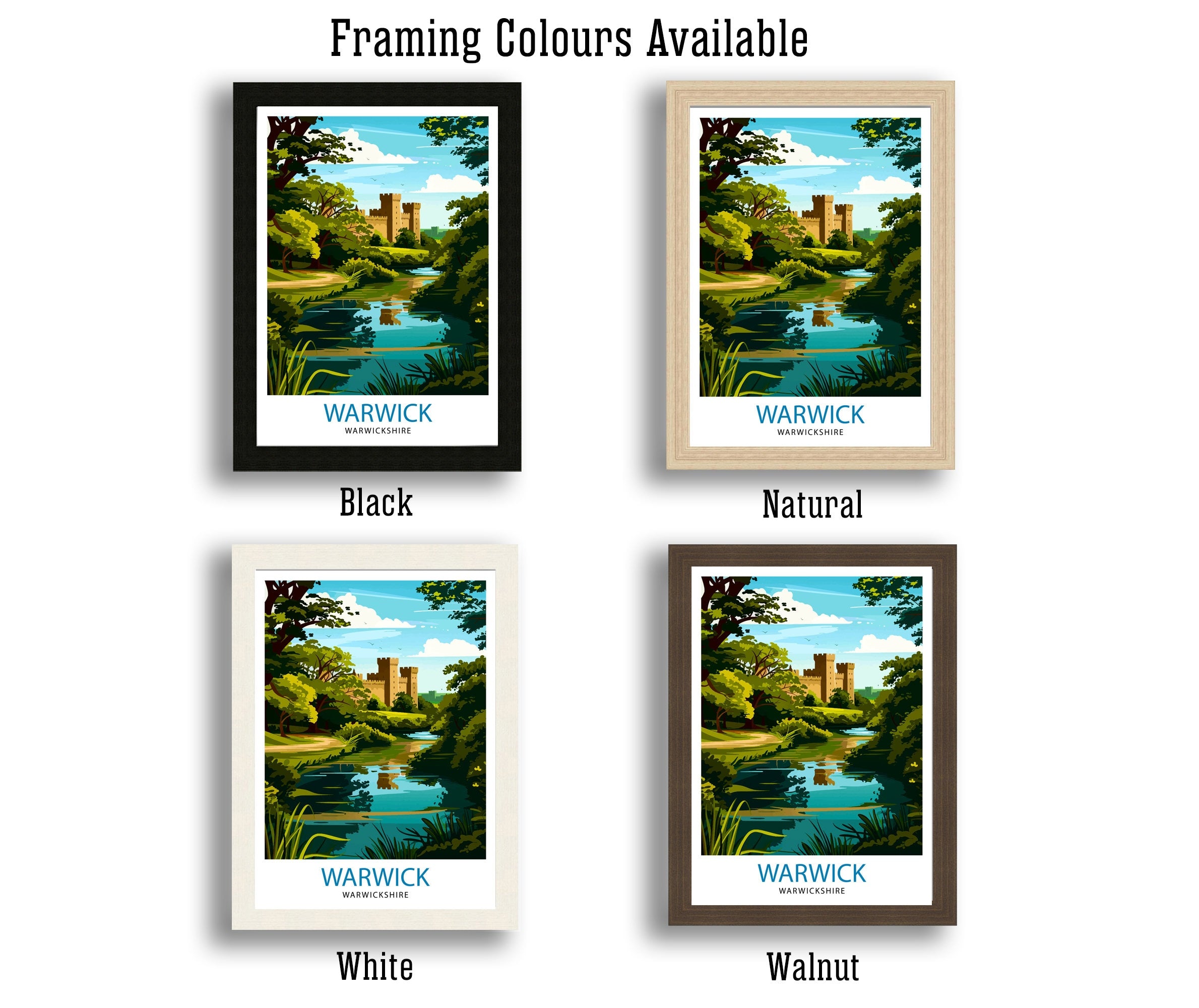 Warwickshire Castle Travel Print Warwickshire Wall Decor Warwickshire Home Living Decor Warwickshire Illustration Travel Poster Warwickshire