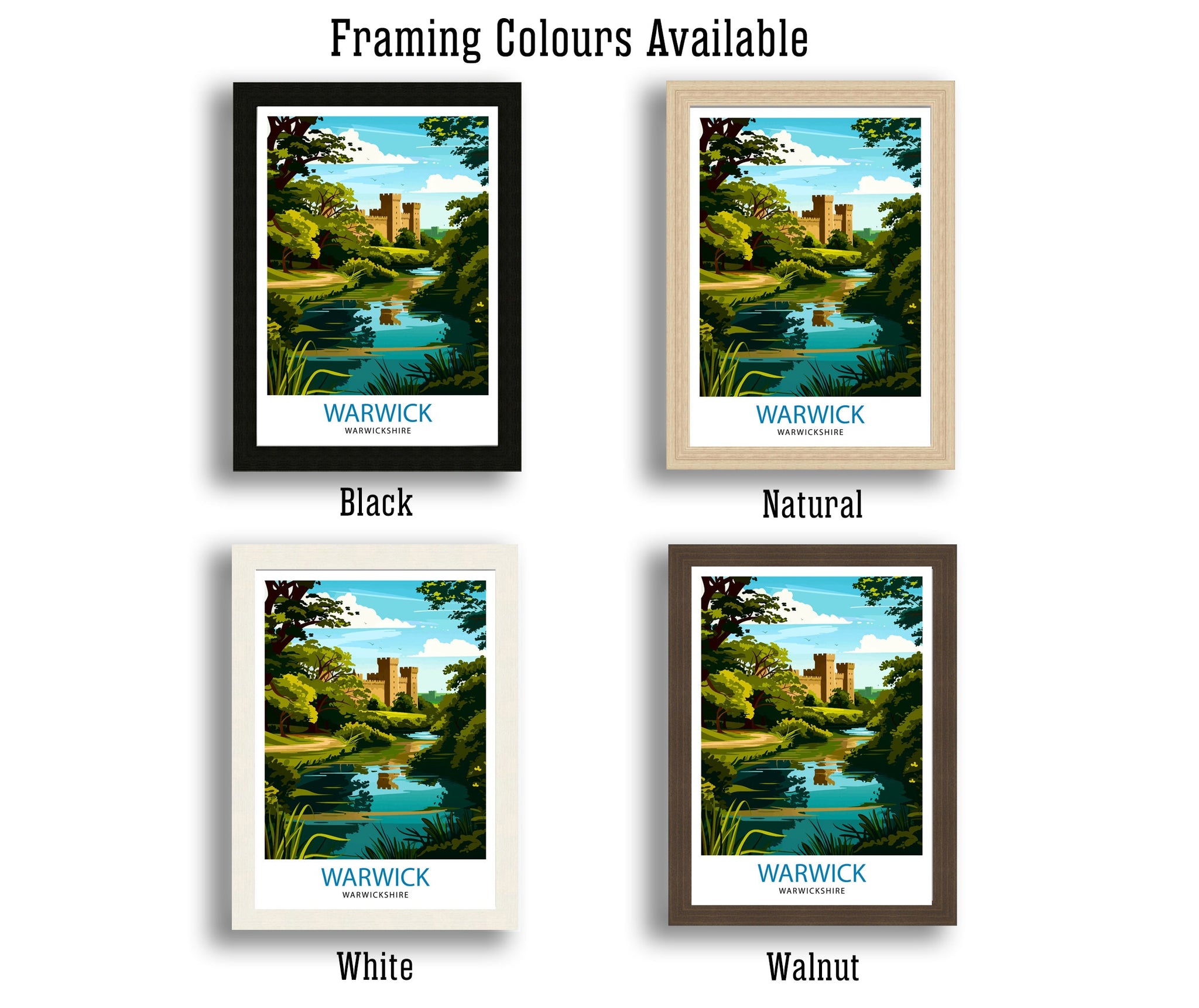 Warwickshire Castle Travel Print Warwickshire Wall Decor Warwickshire Home Living Decor Warwickshire Illustration Travel Poster Warwickshire