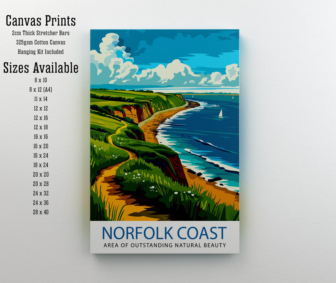 Norfolk Coast Travel Poster Wall Art Norfolk Coast Wall Hanging Home Décor Norfolk Coast Gift Art Lovers UK Art Lover Gift Poster Art