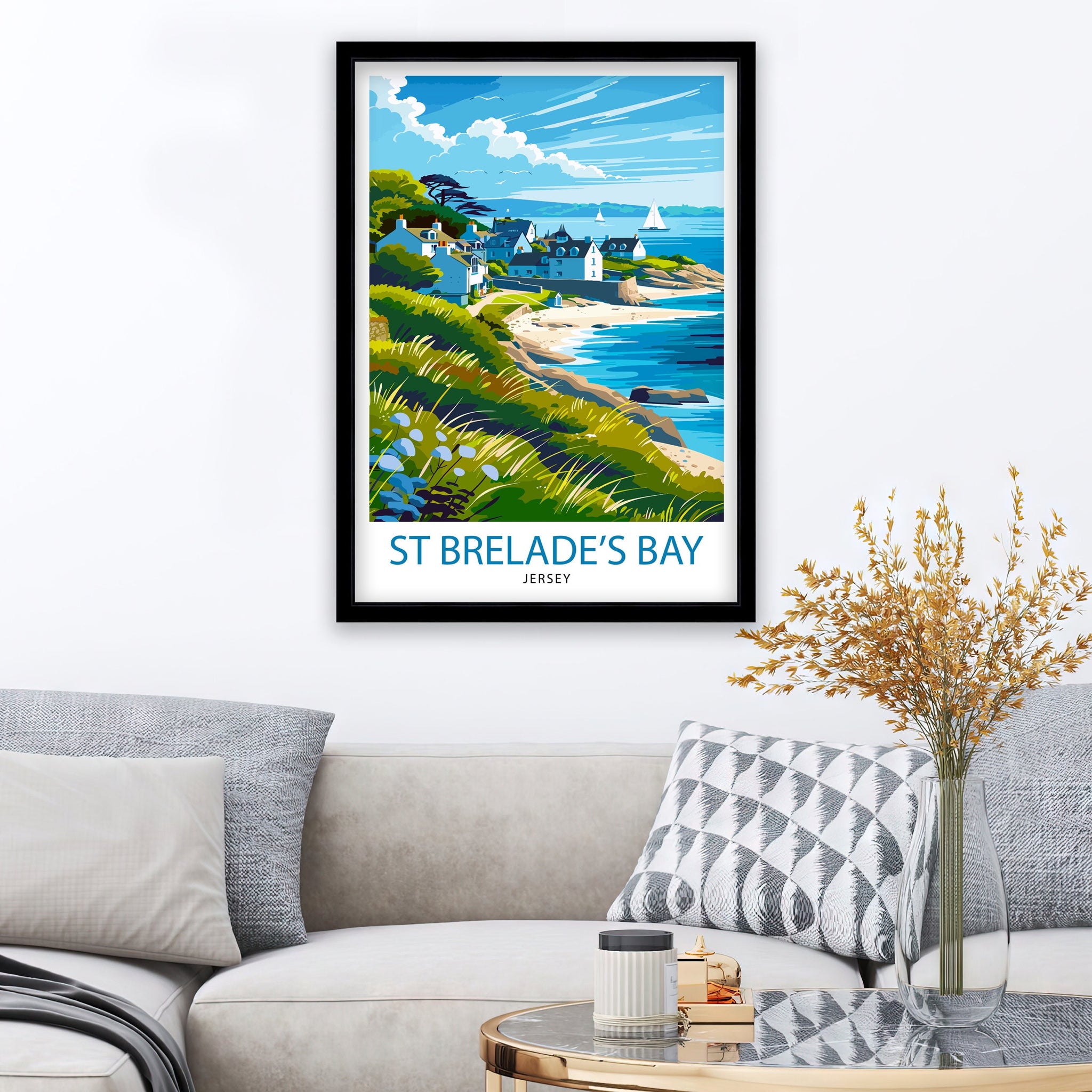 St Brelades Bay Jersey Travel Print Wall Art St Brelades Bay Wall Hanging Home Décor St Brelades Bay Gift Art Lovers Jersey Art Lover Gift