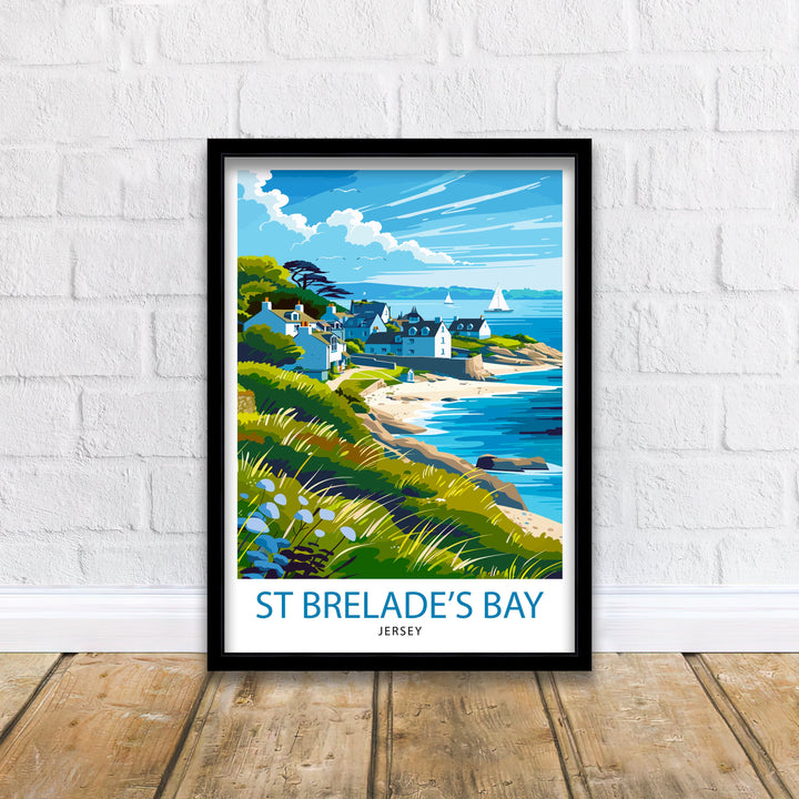 St Brelades Bay Jersey Travel Poster Wall Art St Brelades Bay Wall Hanging Home Décor St Brelades Bay Gift Art Lovers Jersey Art Lover Gift