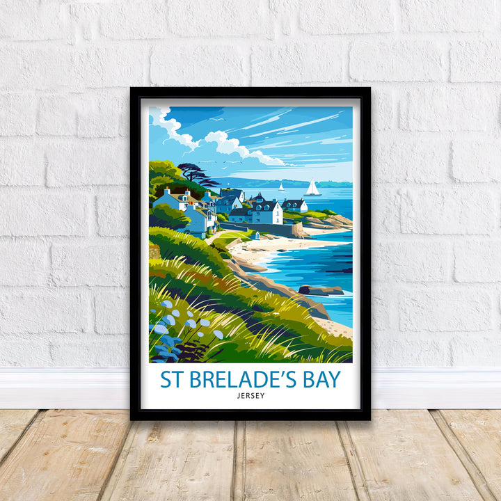 St Brelades Bay Jersey Travel Poster Wall Art St Brelades Bay Wall Hanging Home Décor St Brelades Bay Gift Art Lovers Jersey Art Lover Gift