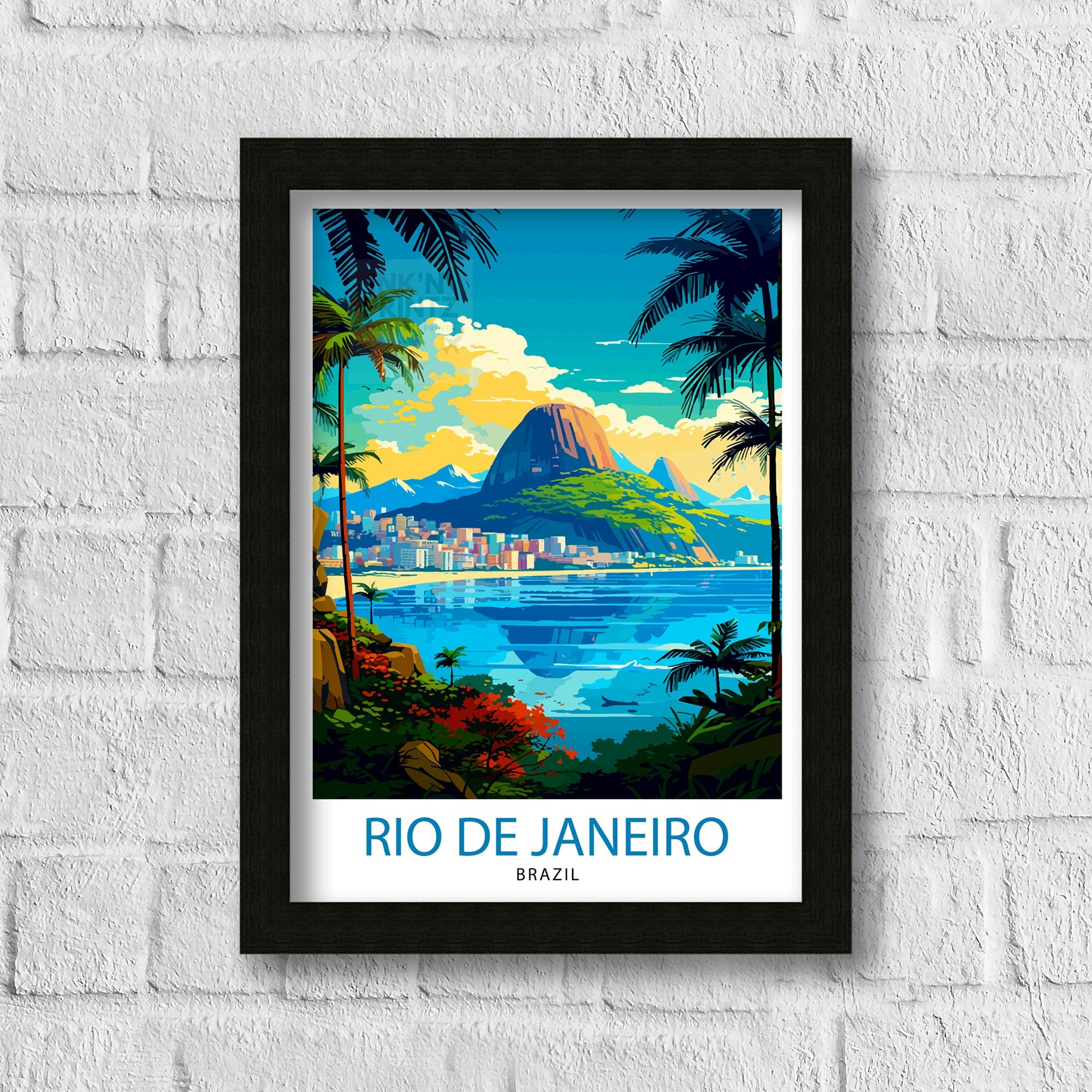 Rio de Janeiro Brazil Travel Print| Rio Wall Decor Rio Poster Brazil Travel Prints Rio Art Print Rio Illustration Rio Wall Art