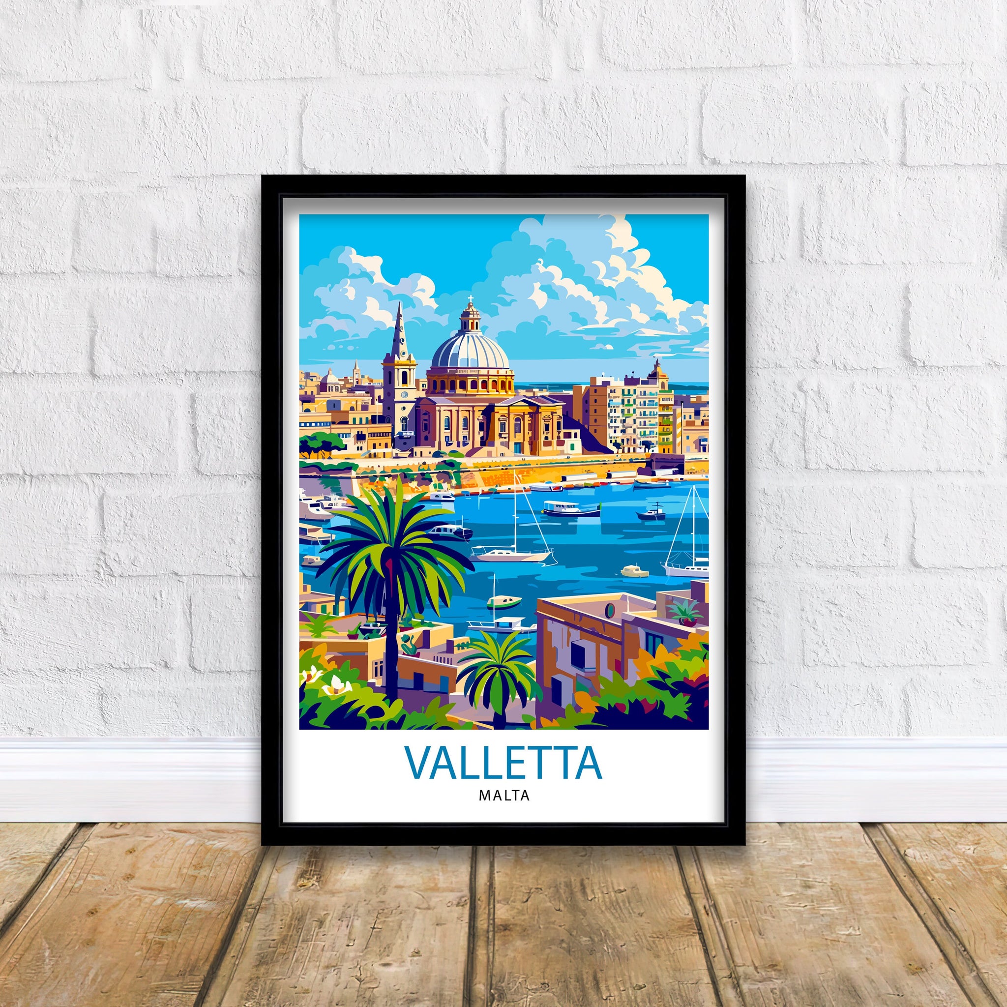 Valletta Malta Travel Print , Valletta Wall Art, Valletta Decor, Malta Illustration, Travel Poster, Gift For Malta, Malta Home Decor