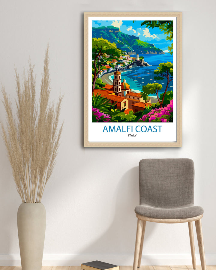 Amalfi Coast Italy Travel Poster Amalfi Coast